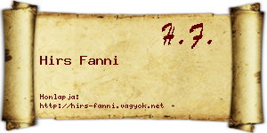 Hirs Fanni névjegykártya